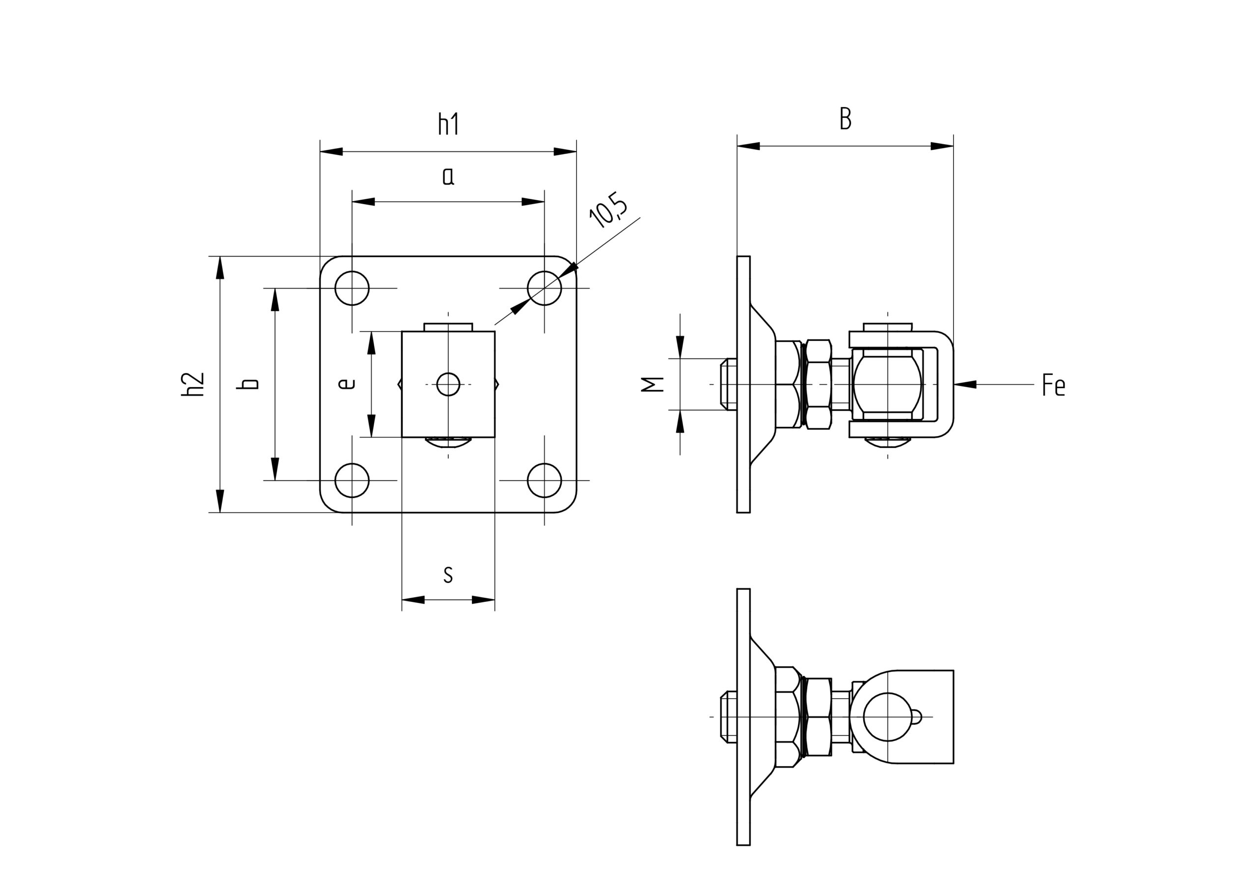 AKB / ZAWIASY / ZAWIAS DO BRAMY REGULOWANY Z PŁYTKĄ MONTAŻOWĄ / M20 / 100X100 / ZAMAK AKB / ZAWIASY / ZAWIAS DO BRAMY REGULOWANY Z PŁYTKĄ MONTAŻOWĄ / M20 / 100X100 / ZAMAK
