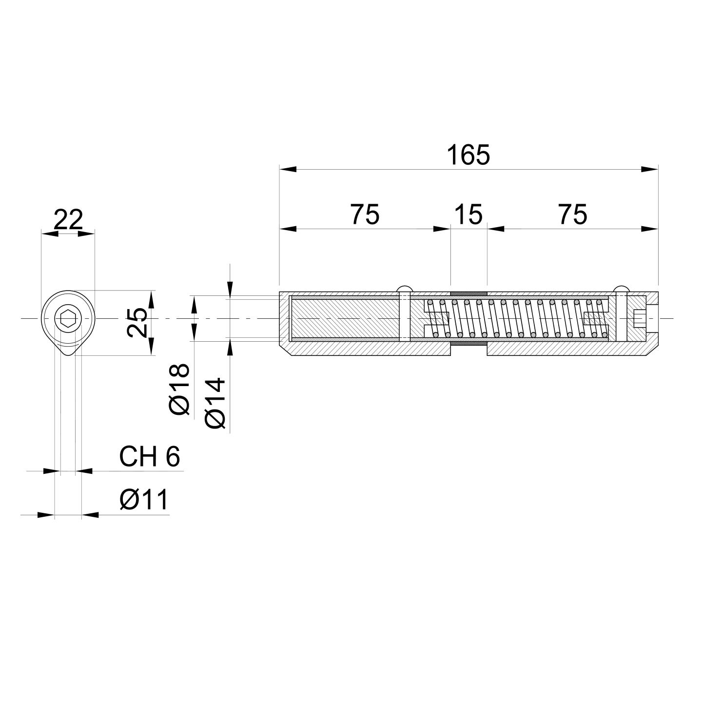 AKB / ZAWIASY / ZAWIAS STALOWY DO BRAM / D22 / L165 MM / AISI 304 AKB / ZAWIASY / ZAWIAS STALOWY DO BRAM / D22 / L165 MM / AISI 304