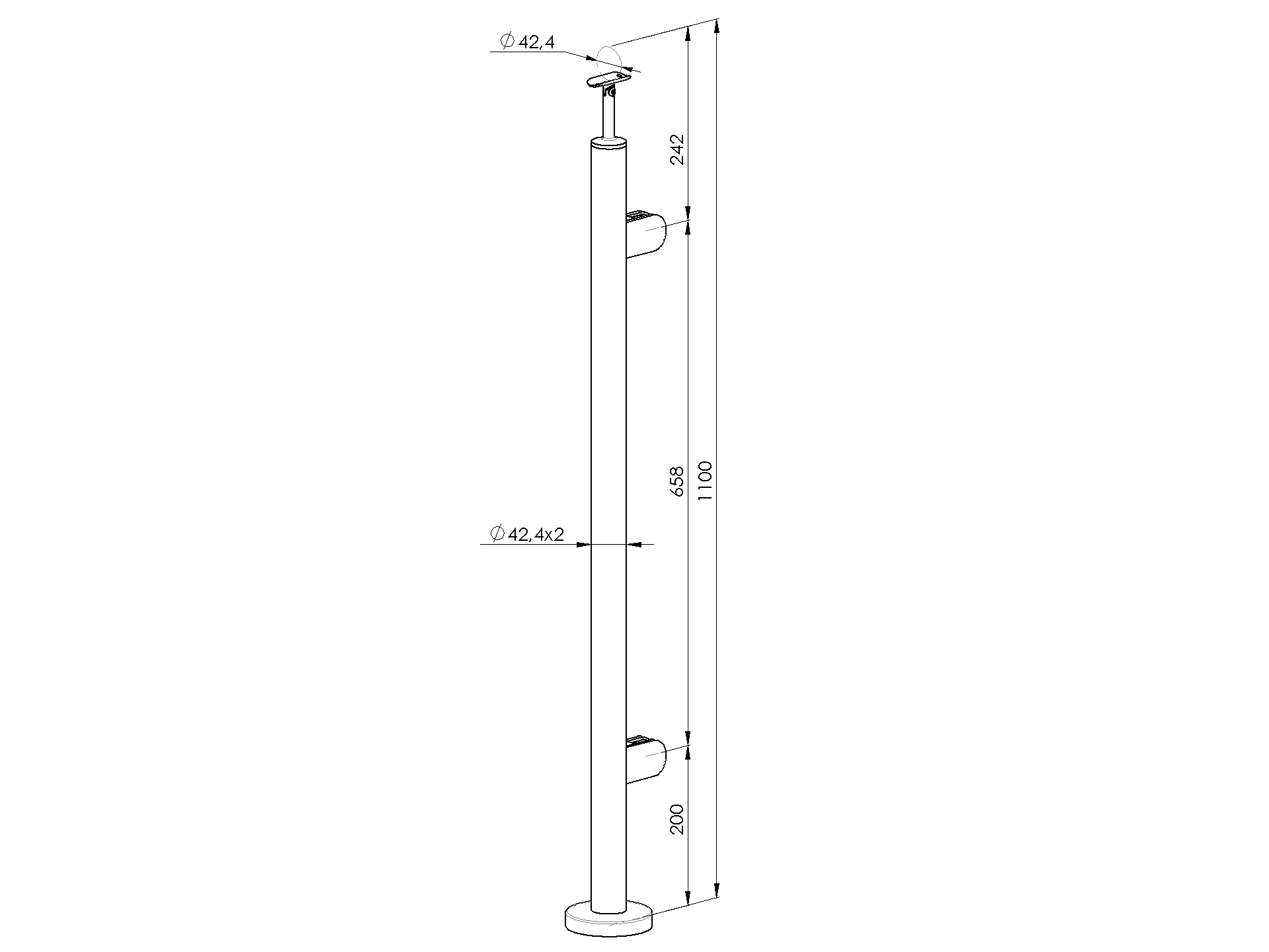 BALUSTRADY NIERDZEWNE / SŁUPKI / SŁUPKI OKRĄGŁE / PŁASKIE NIERDZEWNE / SŁUPEK NIERDZEWNY – PROSTO / AISI304 / D42,4x22xmodel BALUSTRADY NIERDZEWNE / SŁUPKI / SŁUPKI OKRĄGŁE / PŁASKIE NIERDZEWNE / SŁUPEK NIERDZEWNY – PROSTO / AISI304 / D42,4x22xmodel