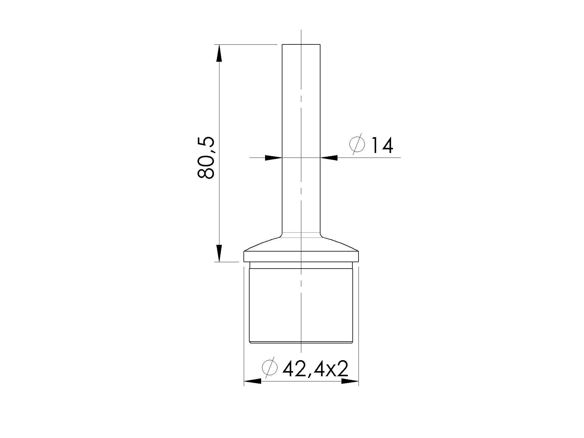 EBN / BOLEC ADAPTER PORĘCZY / DO SPAWANIA / DLA FI 42 / AISI 304 / SATYNA EBN / BOLEC ADAPTER PORĘCZY / DO SPAWANIA / DLA FI 42 / AISI 304 / SATYNA