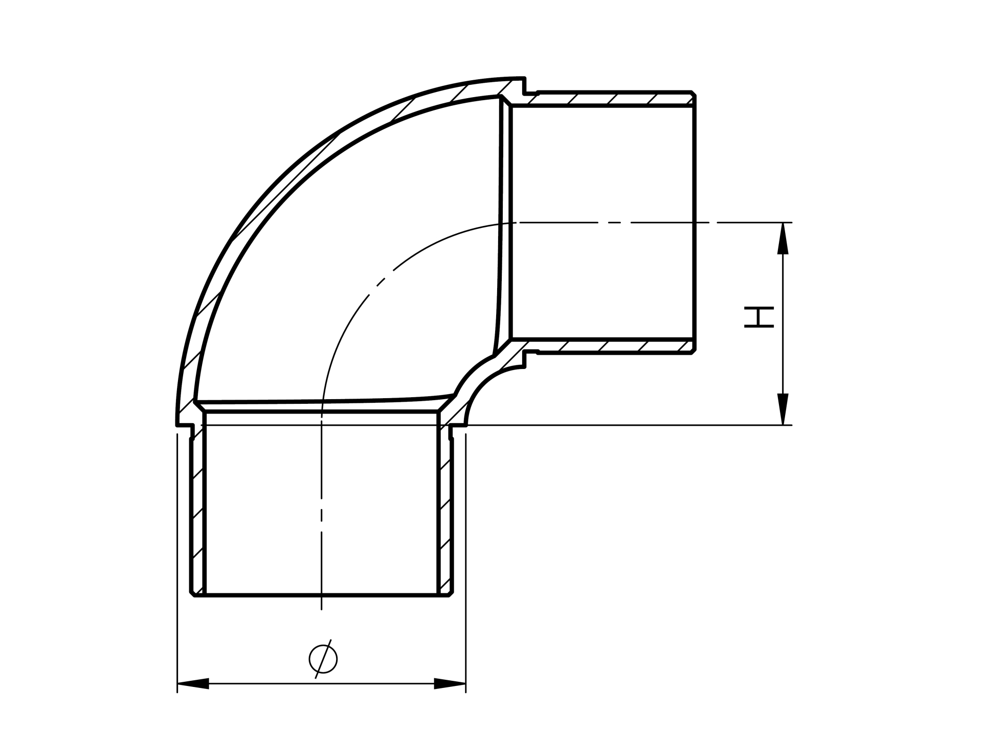 EBN / KOLANKO / FI 48 / OBŁE 90 STOPNI / AISI 304 / POLER / H 36 EBN / KOLANKO / FI 48 / OBŁE 90 STOPNI / AISI 304 / POLER / H 36