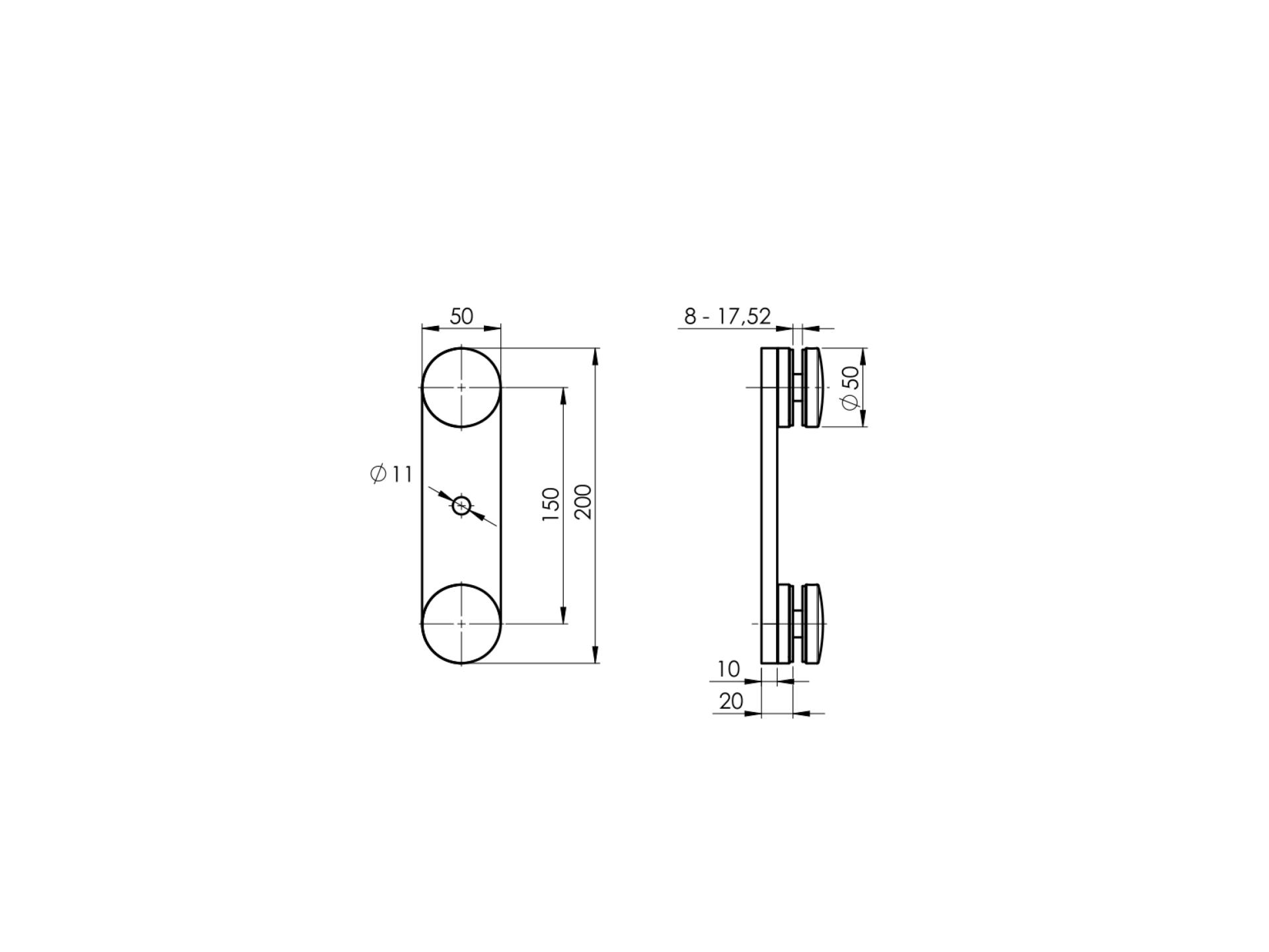 EBN / ROTULA / UCHWYT PUNKTOWY SZKŁA / ZESTAW ADAPTER + 2X ROTULA FI 50 / DYSTANS 20MM / PRZYŁĄCZ PŁASKI / AISI 304 / SATYNA / SZKŁO 8 – 17,52 EBN / ROTULA / UCHWYT PUNKTOWY SZKŁA / ZESTAW ADAPTER + 2X ROTULA FI 50 / DYSTANS 20MM / PRZYŁĄCZ PŁASKI / AISI 304 / SATYNA / SZKŁO 8 – 17,52