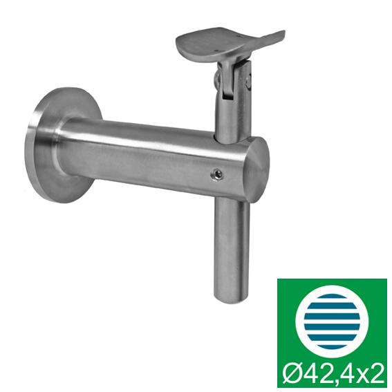 EBN / UCHWYT PORĘCZY ŚCIENNEJ / 80X40-80 / GWINT M8 / PRZYŁĄCZ FI 42 / AISI 304 / SATYNA / REGULOWANY EBN / UCHWYT PORĘCZY ŚCIENNEJ / 80X40-80 / GWINT M8 / PRZYŁĄCZ FI 42 / AISI 304 / SATYNA / REGULOWANY