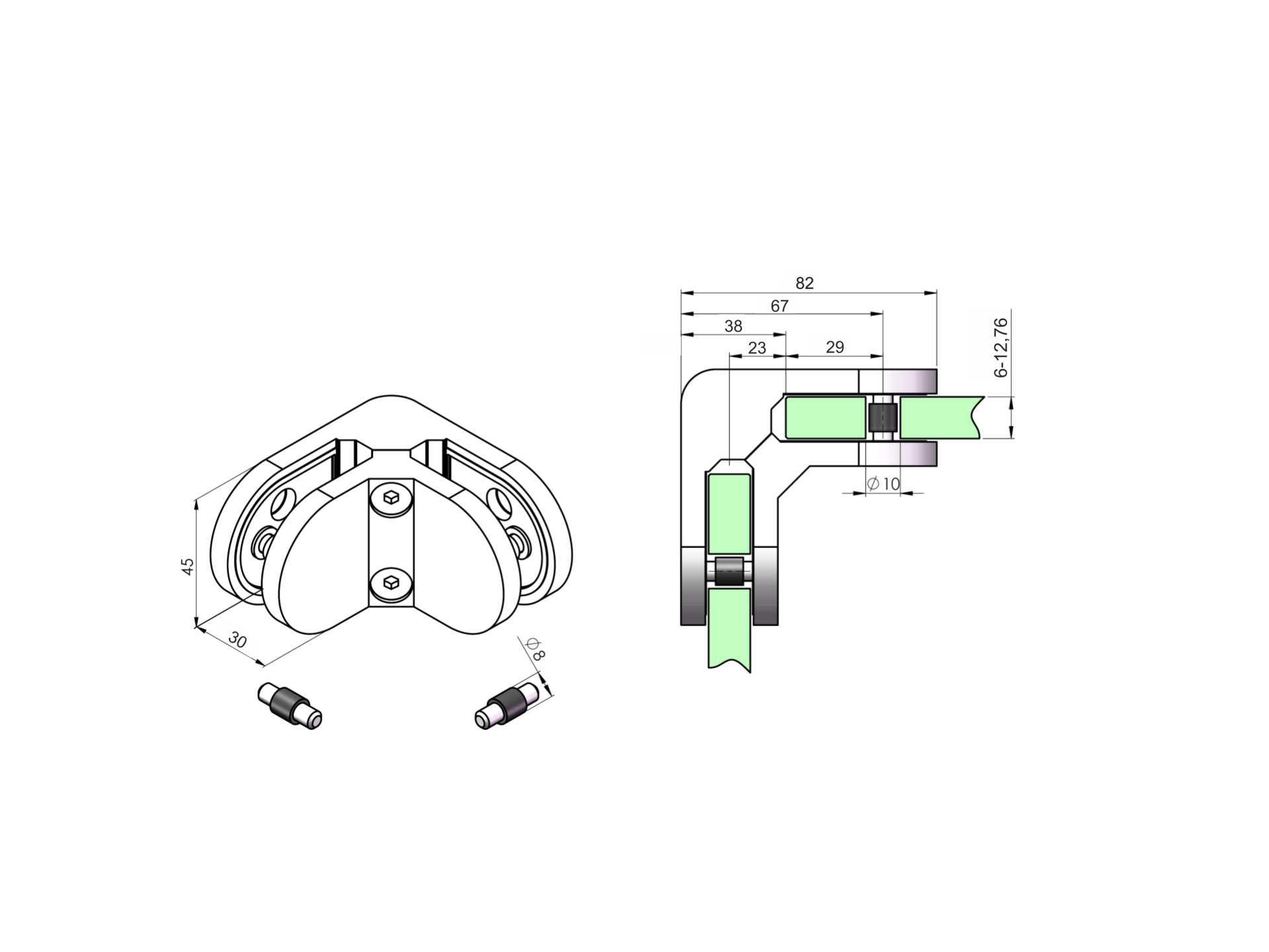 EBN / UCHWYT SZKŁA ŁĄCZNIK NAROŻNY / MODEL 22,25 / 82X82 / AISI 316 / SATYNA / DLA SZKŁA 6 – 12,76 / Z BLOKADĄ EBN / UCHWYT SZKŁA ŁĄCZNIK NAROŻNY / MODEL 22,25 / 82X82 / AISI 316 / SATYNA / DLA SZKŁA 6 – 12,76 / Z BLOKADĄ