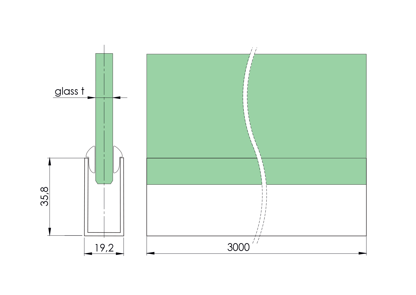 SYSTEMY SZKLANE, DRZWI / PROFIL ALUMINIOWY / U PROFIL / PROFIL ALUMINIOWY U AL36x19x2mm SYSTEMY SZKLANE, DRZWI / PROFIL ALUMINIOWY / U PROFIL / PROFIL ALUMINIOWY U AL36x19x2mm
