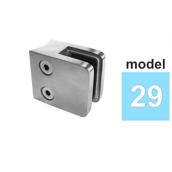 EBN / UCHWYT SZKŁA / MODEL 29 / PRZYŁĄCZ FI 33 / 30X30 / AISI 304 / SATYNA / DLA SZKŁA 4 – 8 EBN / UCHWYT SZKŁA / MODEL 29 / PRZYŁĄCZ FI 33 / 30X30 / AISI 304 / SATYNA / DLA SZKŁA 4 – 8
