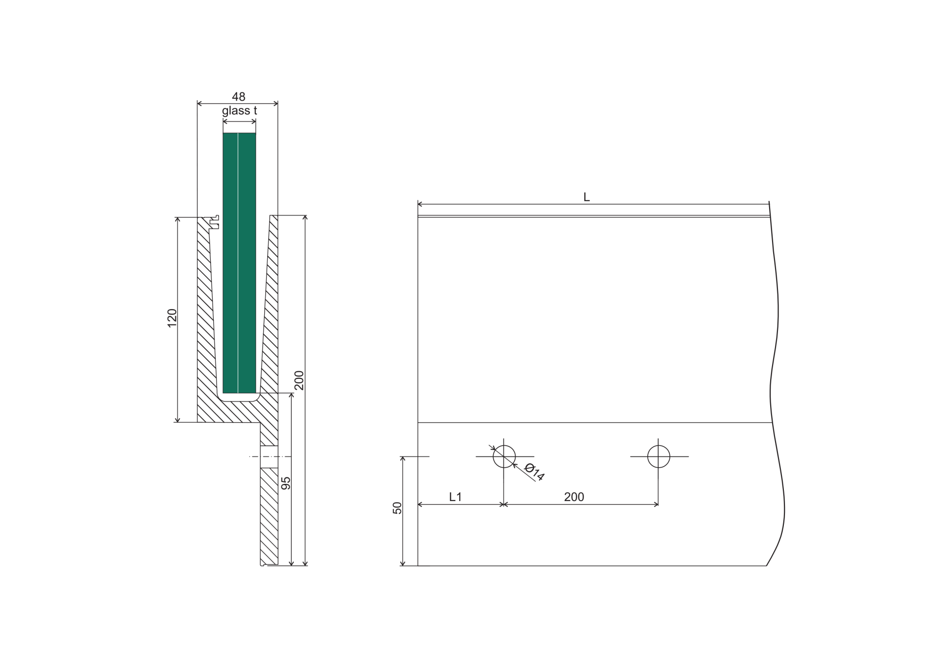 LISTWA / SZYNA / ALUMINIOWA MONTAŻ DO BOKU / TYP Y / 1KN/ DLA SZKŁA 12,00-21,52 / NATURALNY / DŁUGOŚĆ 1250mm LISTWA / SZYNA / ALUMINIOWA MONTAŻ DO BOKU / TYP Y / 1KN/ DLA SZKŁA 12,00-21,52 / NATURALNY / DŁUGOŚĆ 1250mm
