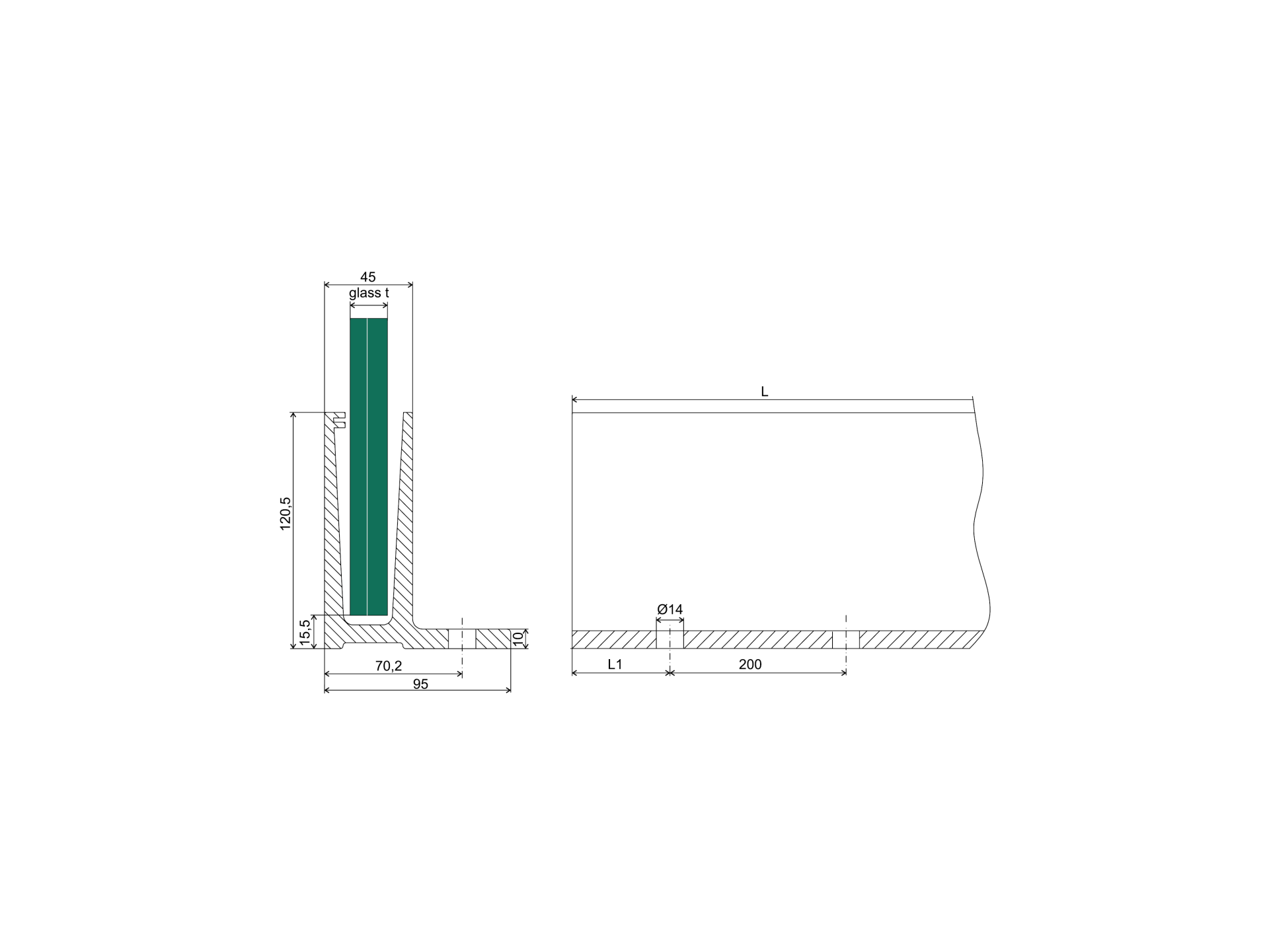 LISTWA / SZYNA / ALUMINIOWA MONTAŻ OD GÓRY / TYP F / 1KN / DLA SZKŁA 12,00-21,52 / SATYNA ELOX / DŁUGOŚĆ 1250mm LISTWA / SZYNA / ALUMINIOWA MONTAŻ OD GÓRY / TYP F / 1KN / DLA SZKŁA 12,00-21,52 / SATYNA ELOX / DŁUGOŚĆ 1250mm