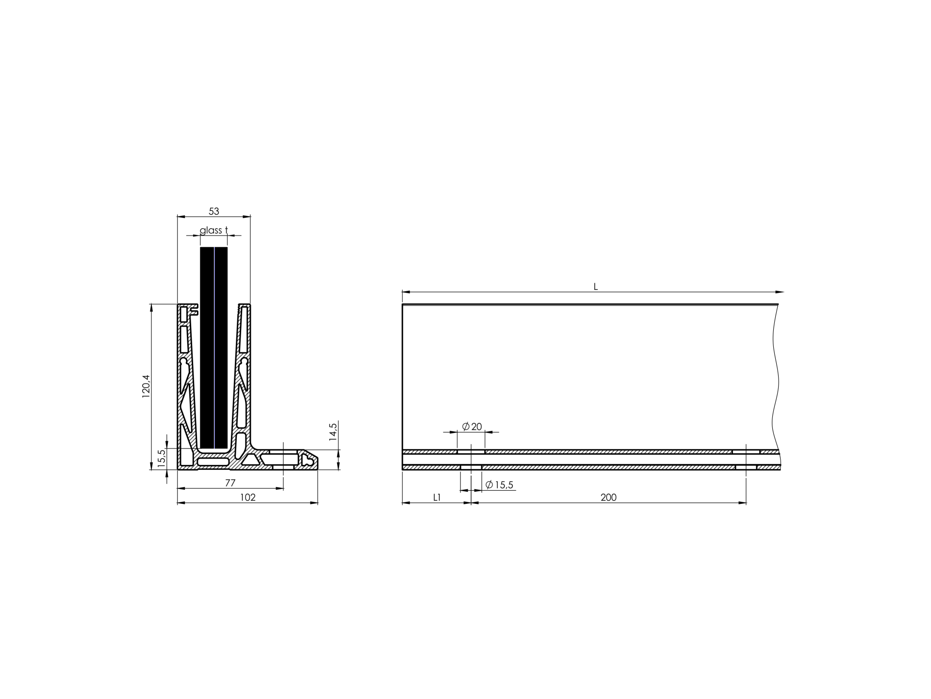 LISTWA / SZYNA ALUMINIOWA MONTAŻ OD GÓRY / TYP F ECO / 1KN / DLA SZKŁA 12,00-21,52 / SATYNA ELOX / DŁUGOŚĆ 5000mm LISTWA / SZYNA ALUMINIOWA MONTAŻ OD GÓRY / TYP F ECO / 1KN / DLA SZKŁA 12,00-21,52 / SATYNA ELOX / DŁUGOŚĆ 5000mm