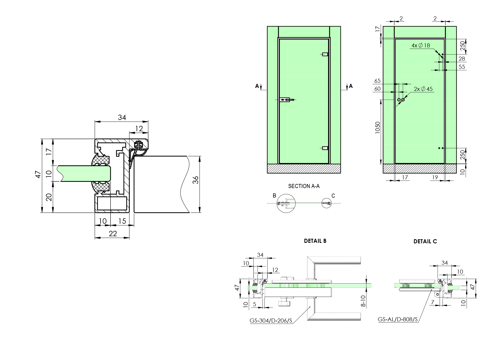 SYSTEMY SZKLANE / PROFIL OŚCIEŻNICY DRZWI SZKLANYCH L / OD SZKŁA / 2300X1200X2300 / ALUMINIUM / ANODOWANY SYSTEMY SZKLANE / PROFIL OŚCIEŻNICY DRZWI SZKLANYCH L / OD SZKŁA / 2300X1200X2300 / ALUMINIUM / ANODOWANY