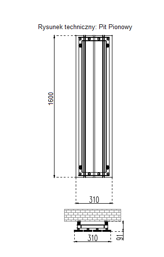GRZEJNIKI / GRZEJNIK DEKORACYJNY PIT PIONOWY / H1600 / L310 / BIAŁY GRZEJNIKI / GRZEJNIK DEKORACYJNY PIT PIONOWY / H1600 / L310 / BIAŁY