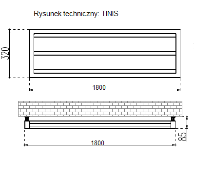 GRZEJNIKI / GRZEJNIK DEKORACYJNY TINIS / H320 / L1800 / BIAŁY GRZEJNIKI / GRZEJNIK DEKORACYJNY TINIS / H320 / L1800 / BIAŁY