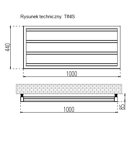 GRZEJNIKI / GRZEJNIK DEKORACYJNY TINIS / H440/ L1000 / BIAŁY GRZEJNIKI / GRZEJNIK DEKORACYJNY TINIS / H440/ L1000 / BIAŁY