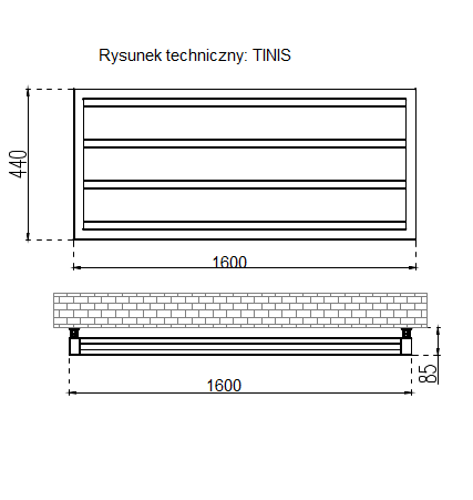 GRZEJNIKI / GRZEJNIK DEKORACYJNY TINIS / H440 / L1600 / BIAŁY GRZEJNIKI / GRZEJNIK DEKORACYJNY TINIS / H440 / L1600 / BIAŁY