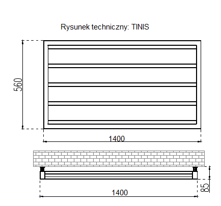 GRZEJNIKI / GRZEJNIK DEKORACYJNY TINIS / H560 / L1400 / BIAŁY GRZEJNIKI / GRZEJNIK DEKORACYJNY TINIS / H560 / L1400 / BIAŁY