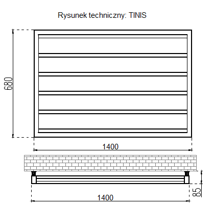 GRZEJNIKI / GRZEJNIK DEKORACYJNY TINIS / H680 / L1400 / BIAŁY GRZEJNIKI / GRZEJNIK DEKORACYJNY TINIS / H680 / L1400 / BIAŁY
