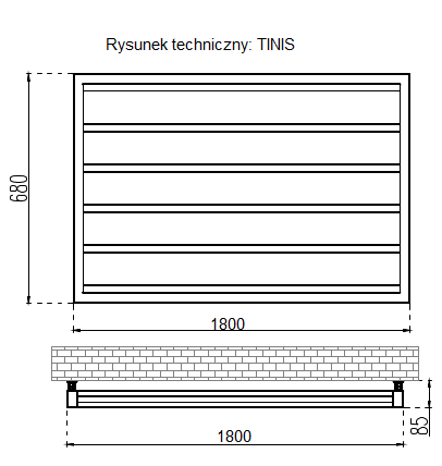 GRZEJNIKI / GRZEJNIK DEKORACYJNY TINIS / H680 / L1800 / BIAŁY GRZEJNIKI / GRZEJNIK DEKORACYJNY TINIS / H680 / L1800 / BIAŁY