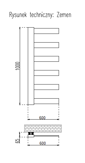 GRZEJNIKI / GRZEJNIK DEKORACYJNY ZEMEN / H100 / L600 / BIAŁY GRZEJNIKI / GRZEJNIK DEKORACYJNY ZEMEN / H100 / L600 / BIAŁY