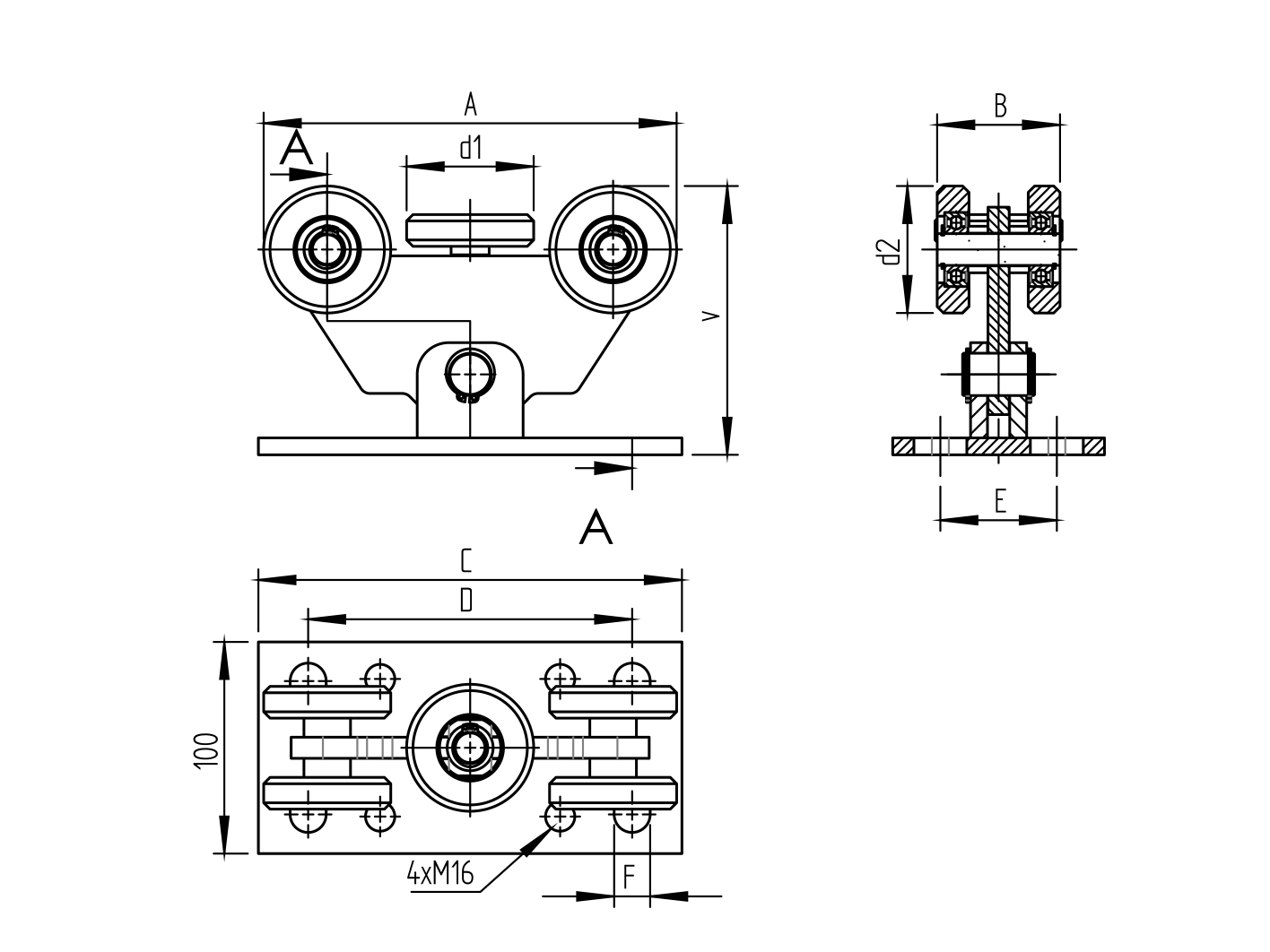 AKB / BRAMY SAMONOŚNE / WÓZEK DO BRAMY 5 ROLKOWY / 60X60 / INOX AKB / BRAMY SAMONOŚNE / WÓZEK DO BRAMY 5 ROLKOWY / 60X60 / INOX