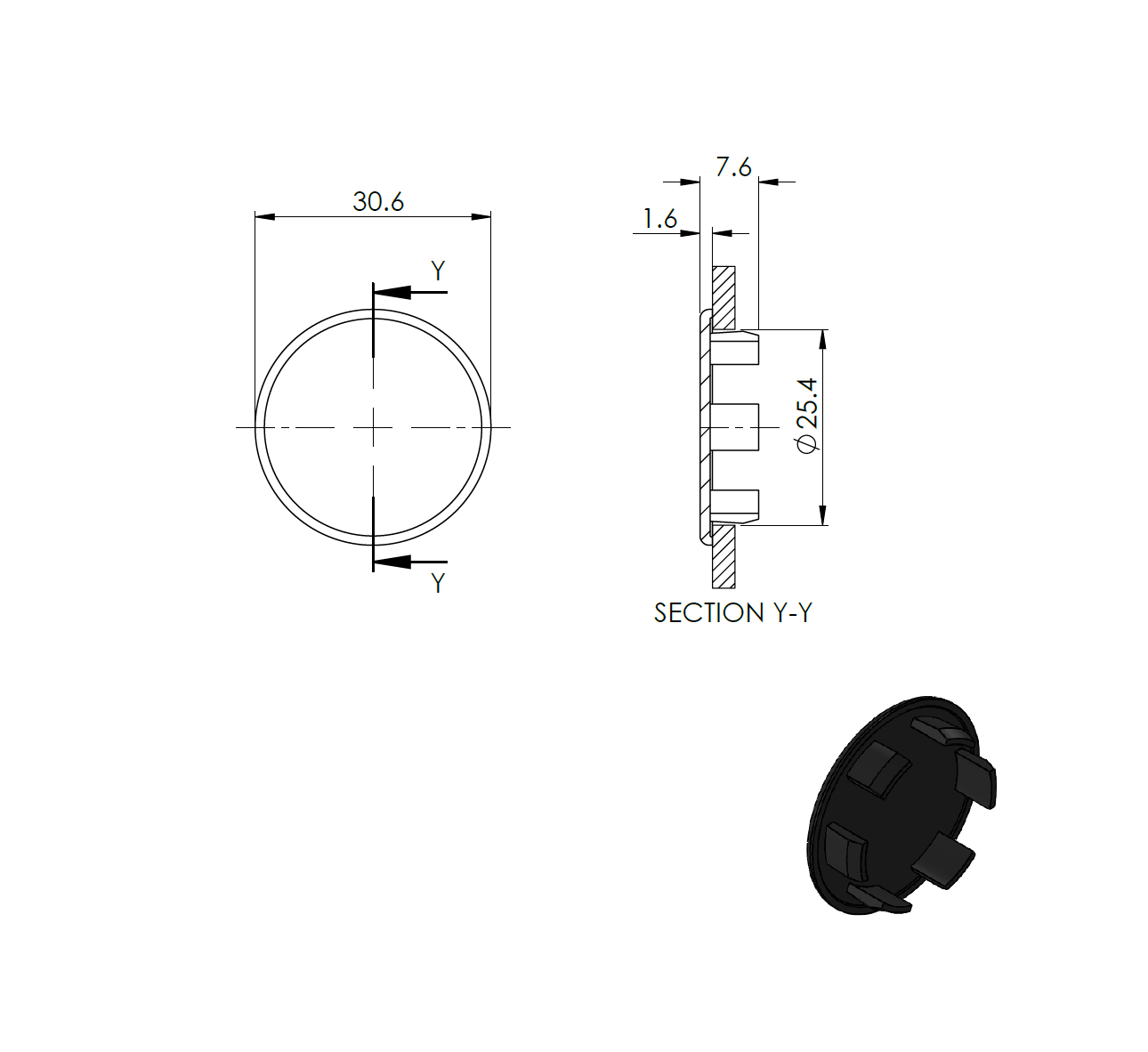 EBN / ZAŚLEPKA DO PROFILA ALUMINIOWEGO / D25 / PVC / CZARNA EBN / ZAŚLEPKA DO PROFILA ALUMINIOWEGO / D25 / PVC / CZARNA
