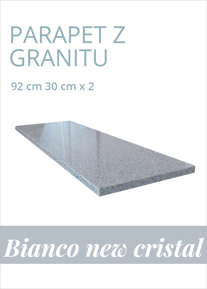 PARAPETY / PARAPET GRANITOWY BIANCO NEW CRISTAL / 122X30X2 CM / 22 KG PARAPETY / PARAPET GRANITOWY BIANCO NEW CRISTAL / 122X30X2 CM / 22 KG